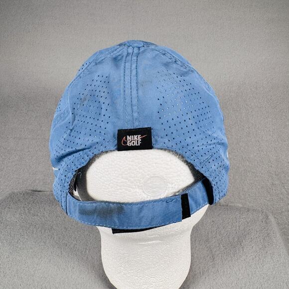 Nike Golf Hat Cap Strap Back One Size Blue Perforated Swoosh SQ ONE Mens - Picture 3 of 12